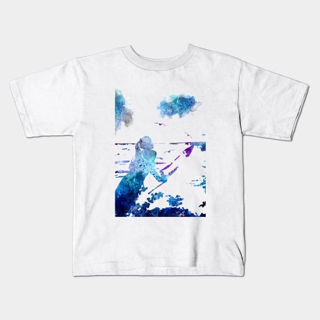 Surfer girl Kids T-Shirt by RosaliArt